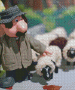 Postman Pat Cartoon Character With Sheeps Diamond Painting