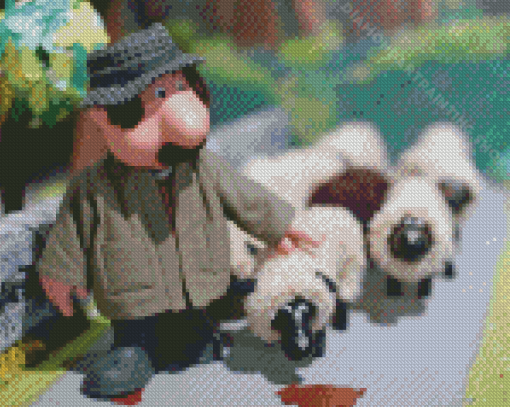 Postman Pat Cartoon Character With Sheeps Diamond Painting