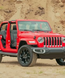 Red 2021 Jeep Wrangler Unlimited Sport Car Diamond Painting