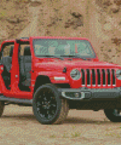 Red 2021 Jeep Wrangler Unlimited Sport Car Diamond Painting