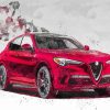 Red Alfa Romeo Car Art Diamond Painting