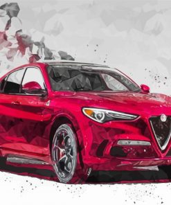 Red Alfa Romeo Car Art Diamond Painting