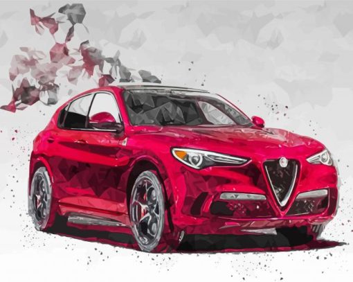 Red Alfa Romeo Car Art Diamond Painting