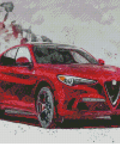 Red Alfa Romeo Car Art Diamond Painting