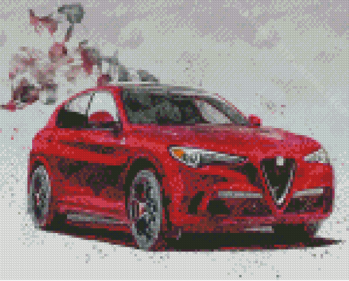 Red Alfa Romeo Car Art Diamond Painting