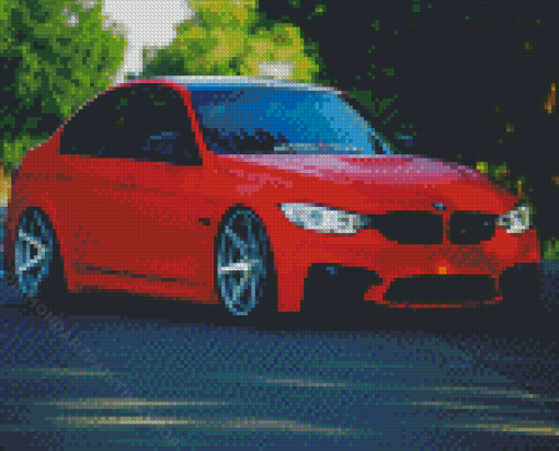 Red BMW M3 F80 Luxury Car Diamond Painting