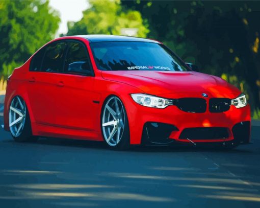 Red BMW M3 F80 Luxury Car Diamond Painting