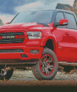 Red Pickup Ram Diamond Painting