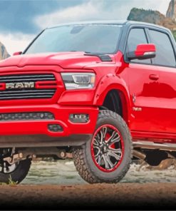 Red Pickup Ram Diamond Painting