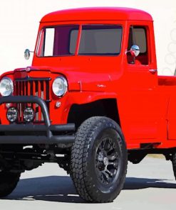 Red Willys Jeep Diamond Painting