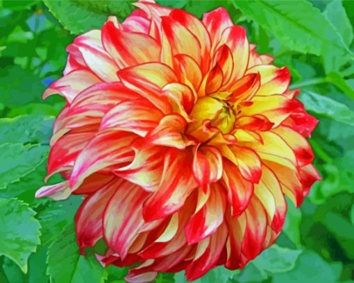 Red Orange Dahlia Diamond Painting