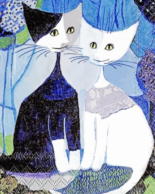 Rosina Wachtmeister Cats Blue Diamond Painting