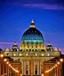 Saint Peter Basilica At Night Diamond painting