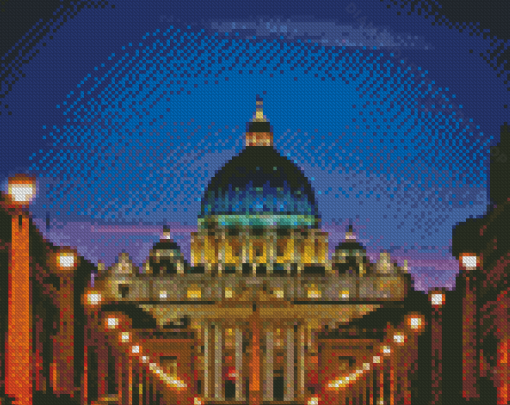 Saint Peter Basilica At Night Diamond painting