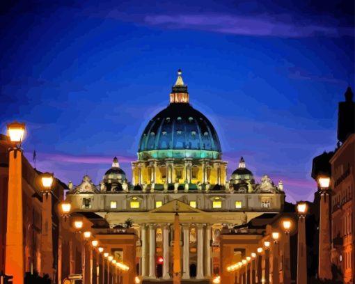 Saint Peter Basilica At Night Diamond painting