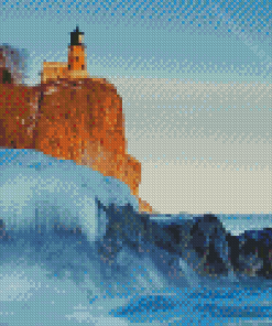 Split Rock Lighthouse Ice Diamond Painting