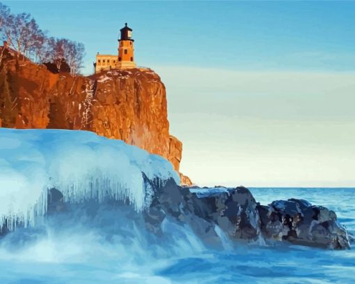 Split Rock Lighthouse Ice Diamond Painting