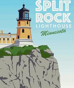 Split Rock Lighthouse Minnesota Poster Diamond Painting