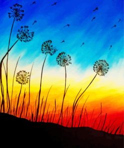 Sunset Dandelions Silhouette Diamond Painting