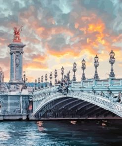 Sunset Les Invalides And Pont Alexandre Paris Diamond Painting