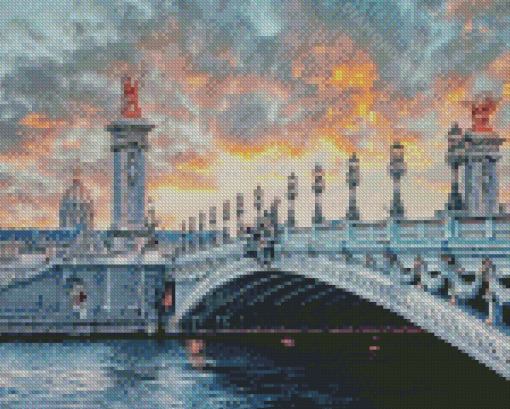 Sunset Les Invalides And Pont Alexandre Paris Diamond Painting