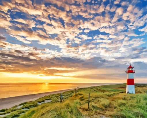 Sylt Beach Leuchtturm List Ost Lighthouse Diamond Painting