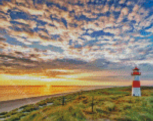 Sylt Beach Leuchtturm List Ost Lighthouse Diamond Painting