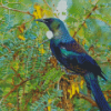 Tui Bird On Branch Diamond Painting