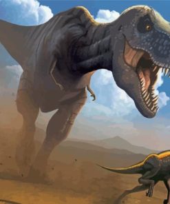 Tyrannosaurus And Small Dinosaur Diamond Painting