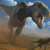 Tyrannosaurus And Small Dinosaur Diamond Painting