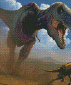 Tyrannosaurus And Small Dinosaur Diamond Painting