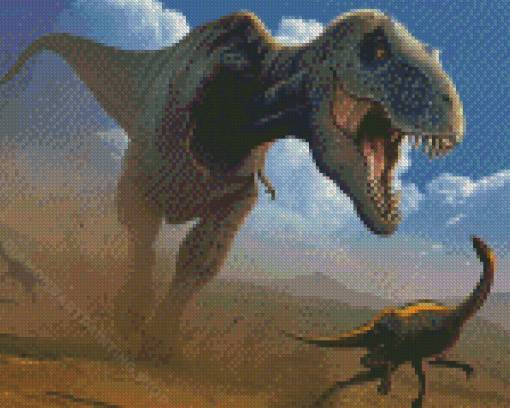 Tyrannosaurus And Small Dinosaur Diamond Painting