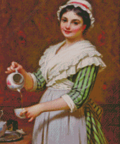 Victorian Woman Pouring From Teapot Diamond Painting