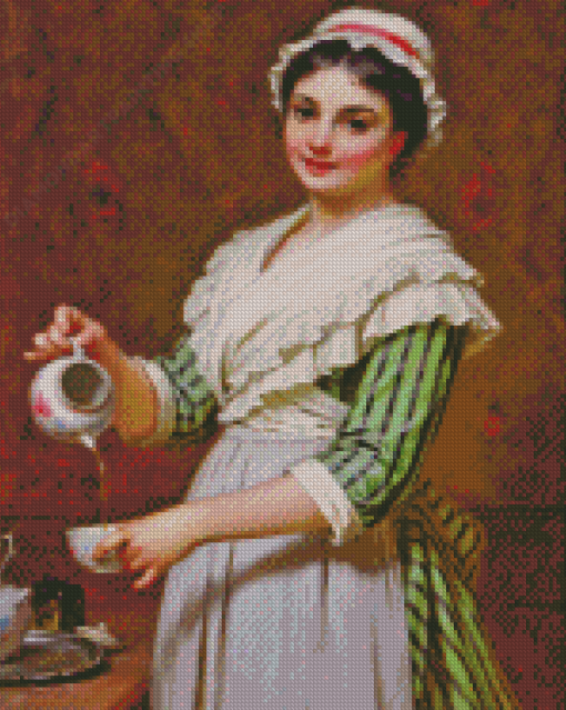 Victorian Woman Pouring From Teapot Diamond Painting