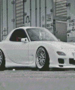 White Mazda Rx7 Sport Car Diamond Painting