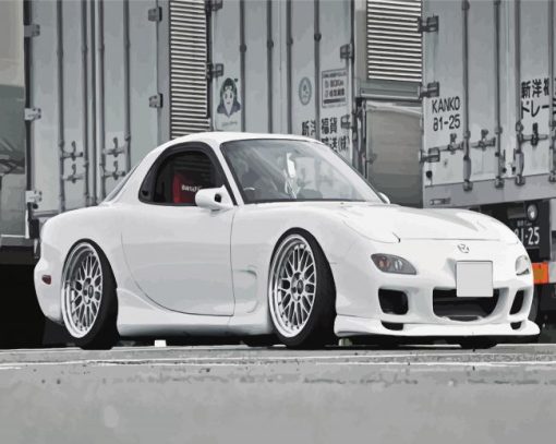 White Mazda Rx7 Sport Car Diamond Painting