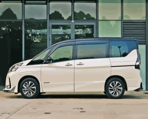 White Nissan Serena Side View Diamond Painting