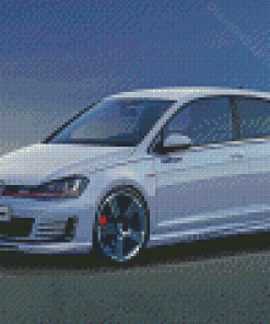 White Volkswagen Golf 8 Diamond Painting