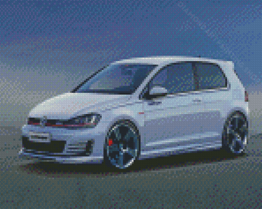 White Volkswagen Golf 8 Diamond Painting