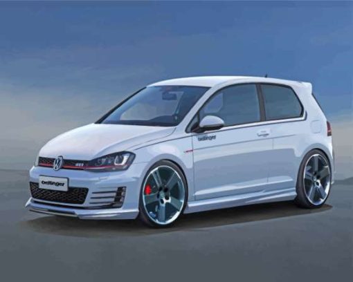 White Volkswagen Golf 8 Diamond Painting