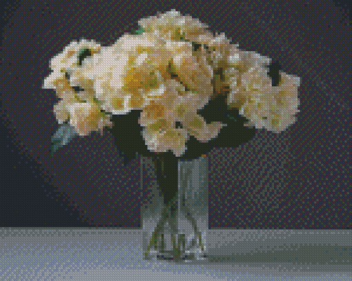 White Hydrangeas In Glass Vase Diamond Painting