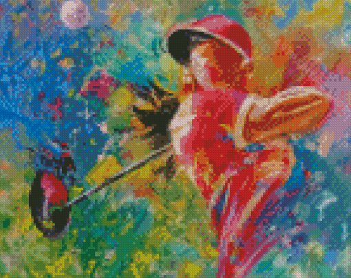 Abstract Colorful Golf Lady Diamond Painting