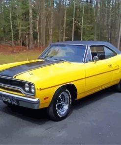 Aesthetic 1970 Yellow Plymouth Roadrunner Diamond Painting