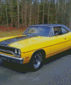 Aesthetic 1970 Yellow Plymouth Roadrunner Diamond Painting