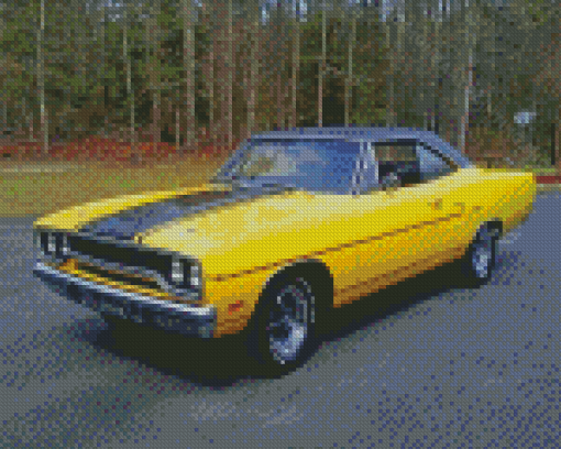 Aesthetic 1970 Yellow Plymouth Roadrunner Diamond Painting