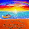 Aesthetic Beach Sunset Heart Diamond Painting