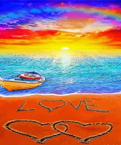 Aesthetic Beach Sunset Heart Diamond Painting