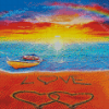 Aesthetic Beach Sunset Heart Diamond Painting