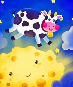 Aesthetic Cow Jumped Over Moon Diamond Painting