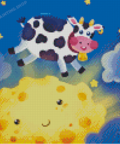 Aesthetic Cow Jumped Over Moon Diamond Painting